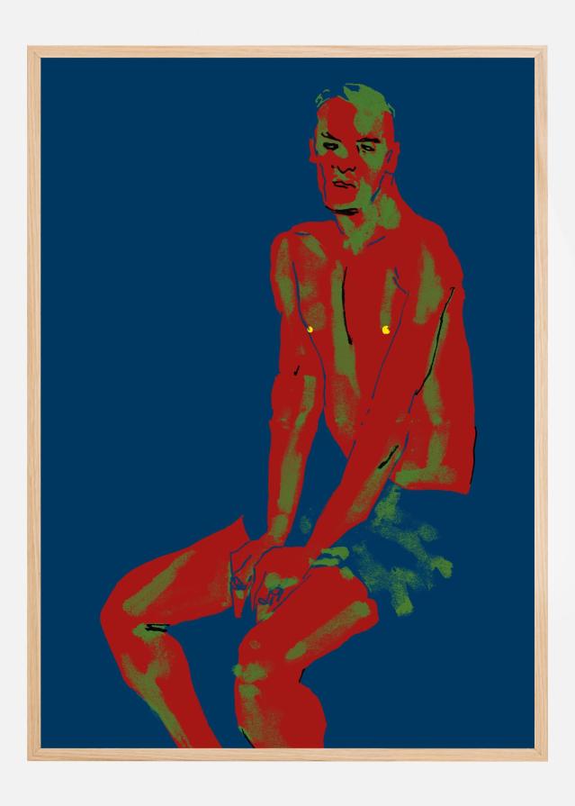 A Man Posing Blue Αφίσα