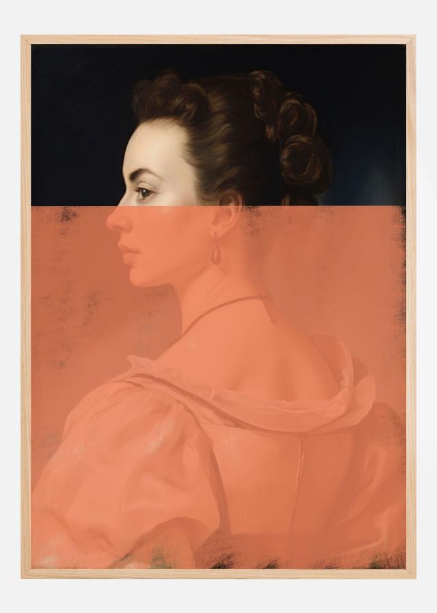 Altered Portrait of Woman Orange Modern Art Αφίσα