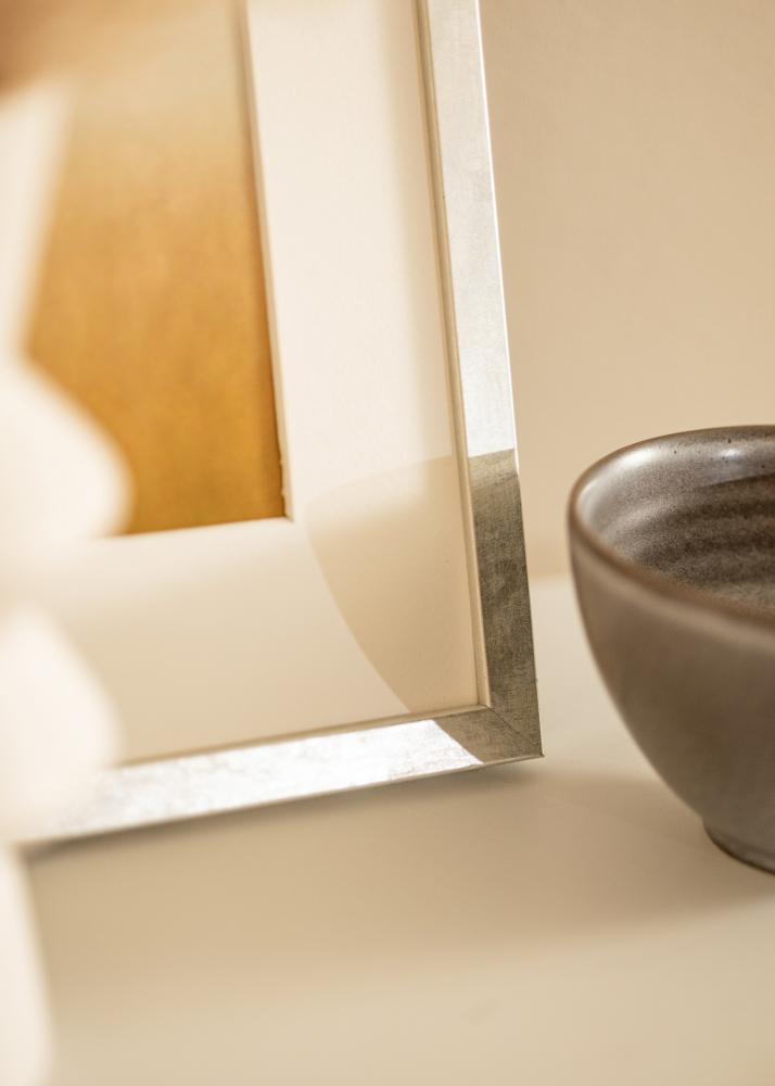 Πλαίσιο Ares Ασήμι 24x30 cm - Πασπαρτού Λευκό 7x9 inches