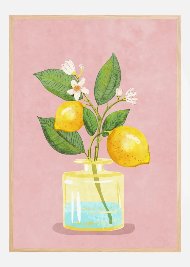 Lemon Bunch In Vase Αφίσα