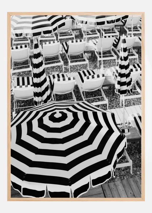 Black and White Beach Umbrellas Αφίσα