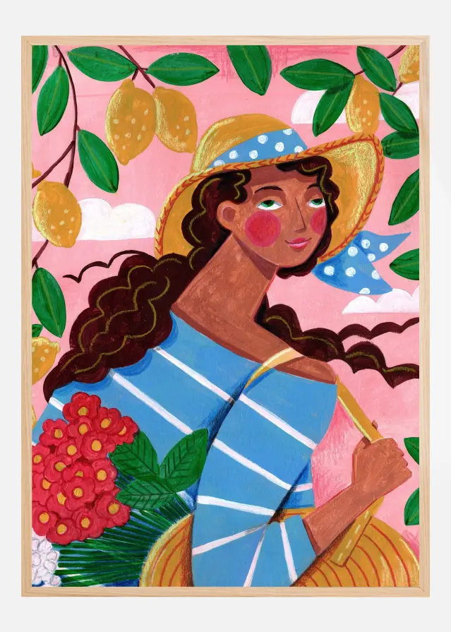 Portrait woman in Amalfi coast Italy Αφίσα