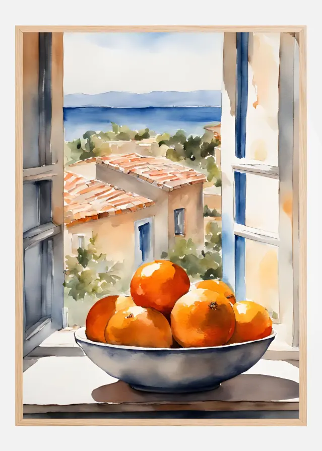 Orangenschale im Fenster Αφίσα