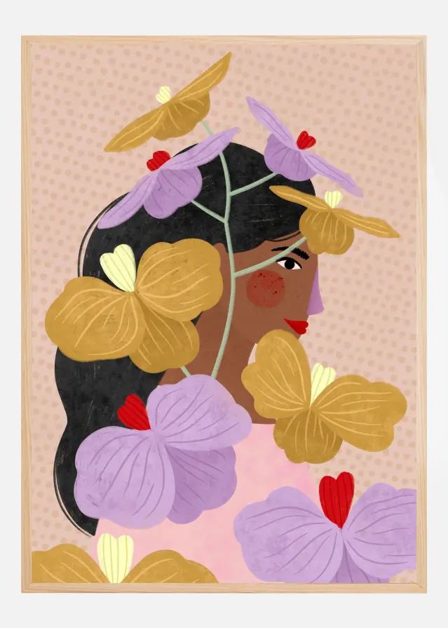 Hidden behind yellow purple flowers Αφίσα