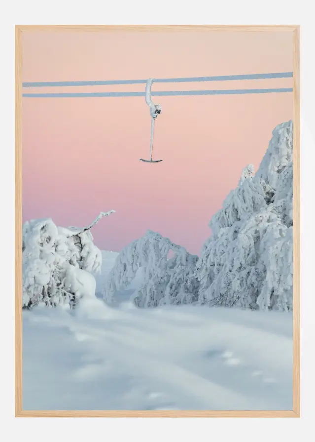 Snowbound lift in pastel sky Αφίσα