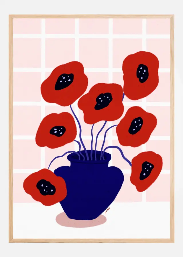 Red Poppies In a Vase Αφίσα