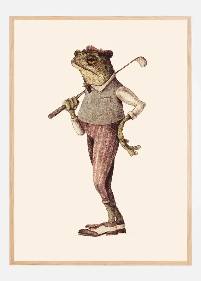Frog In Vintage Golf Attire Αφίσα