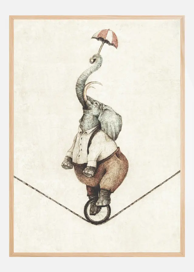 Unicycle While Holding An Umbrella Αφίσα