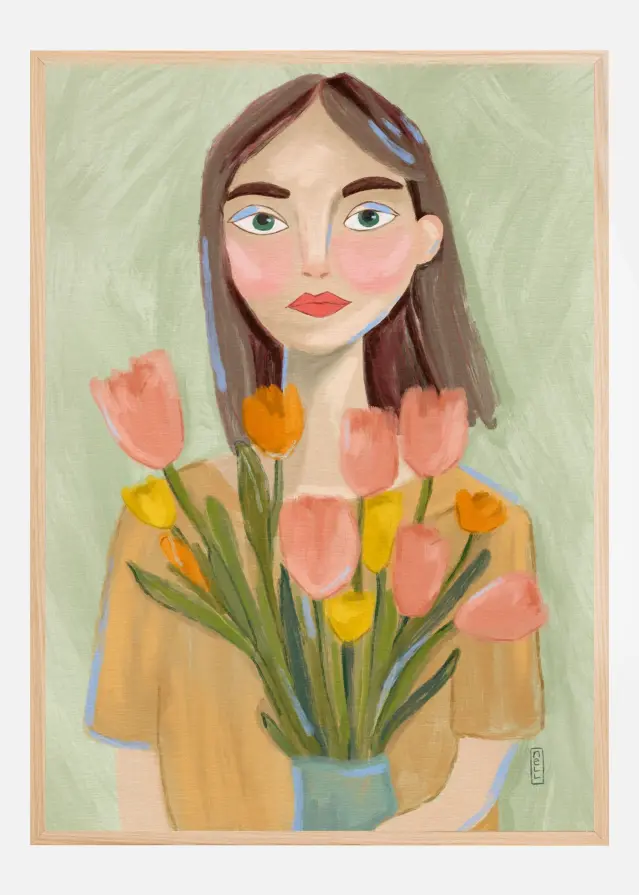 A Girl with Tulips Αφίσα