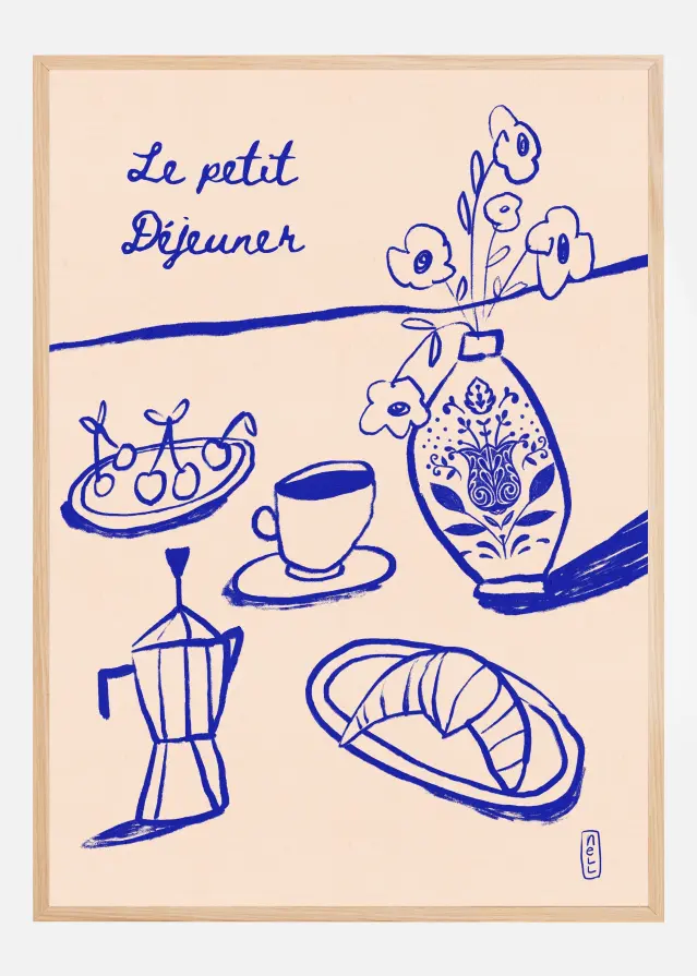 Le Petit Dejeuner Breakfast in Blue Αφίσα