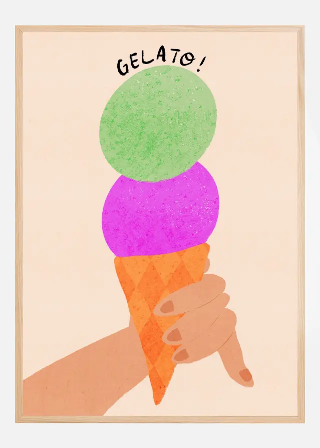 Gelato Blueberry and Mint Italy Ice Cream Typography Αφίσα