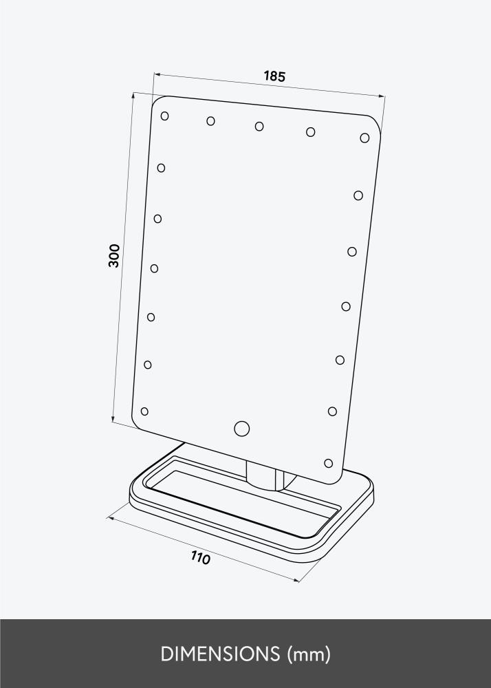 KAILA Καθρέφτης μακιγιάζ Foot Μαύρος 18x30 cm