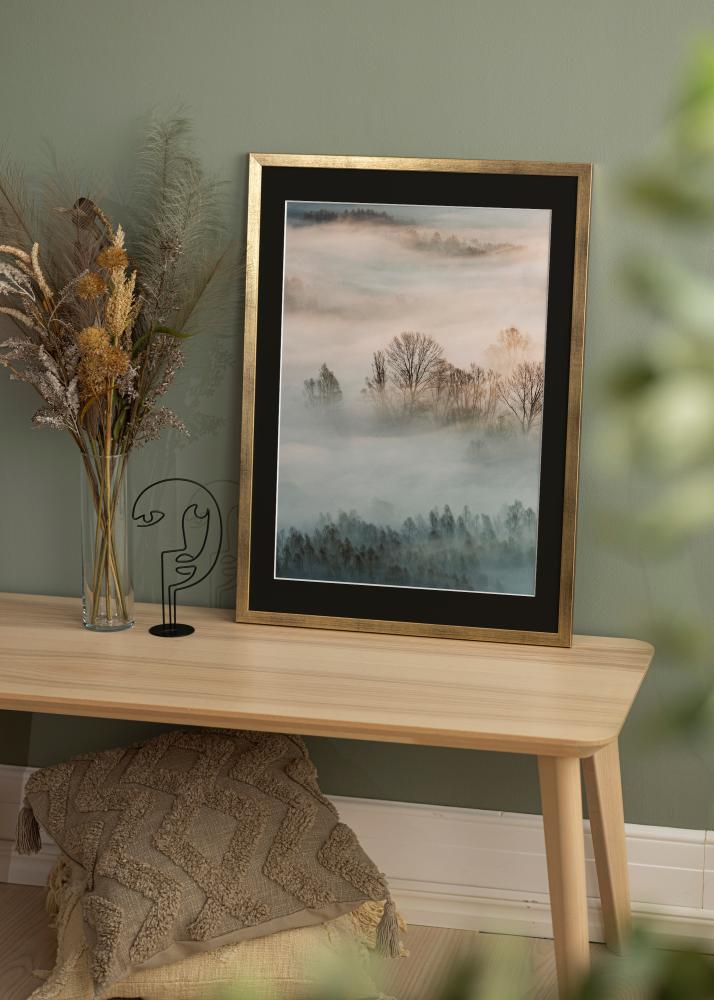 Πλαίσιο Κομψός Χρυσός 30x40 cm - Πασπαρτού Μαύρος 21x29,7 cm (A4)