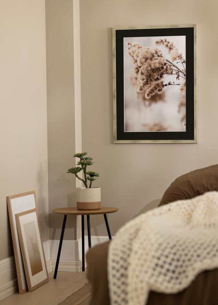 Πλαίσιο Κομψός Ασημί 30x40 cm - Πασπαρτού Μαύρος 21x29,7 cm (A4)