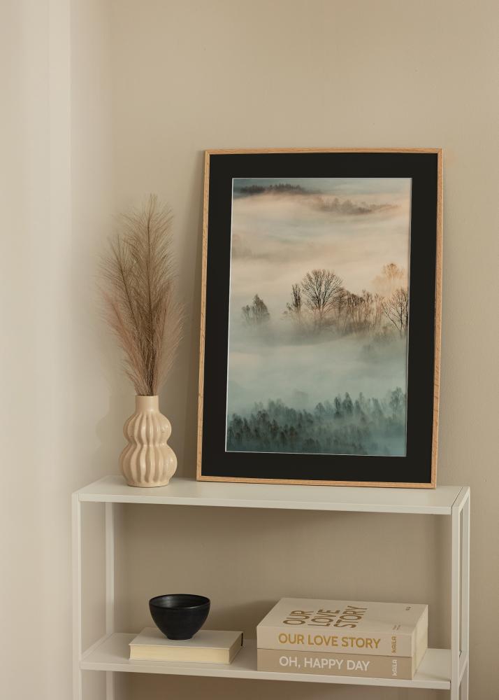 Πλαίσιο Λεπτή δρυός 40x50 cm - Πασπαρτού Μαύρος 12x16 inches