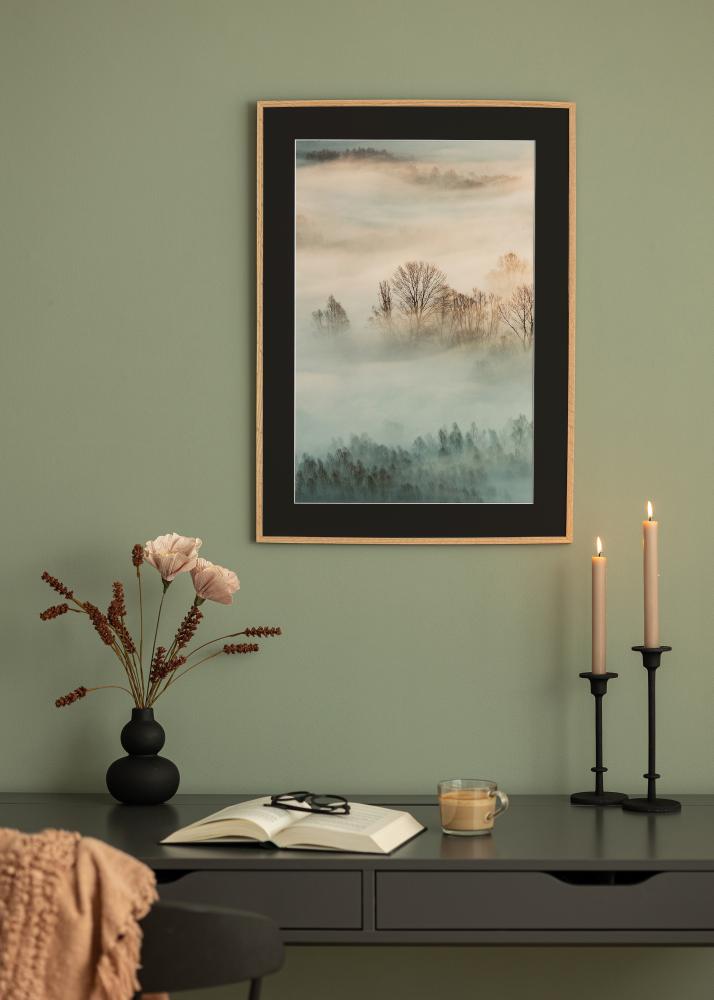 Πλαίσιο Λεπτή δρυός 40x50 cm - Πασπαρτού Μαύρος 12x16 inches