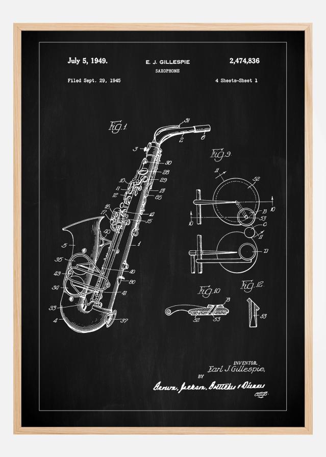 Patent Print - Saxophone - Black Αφίσα