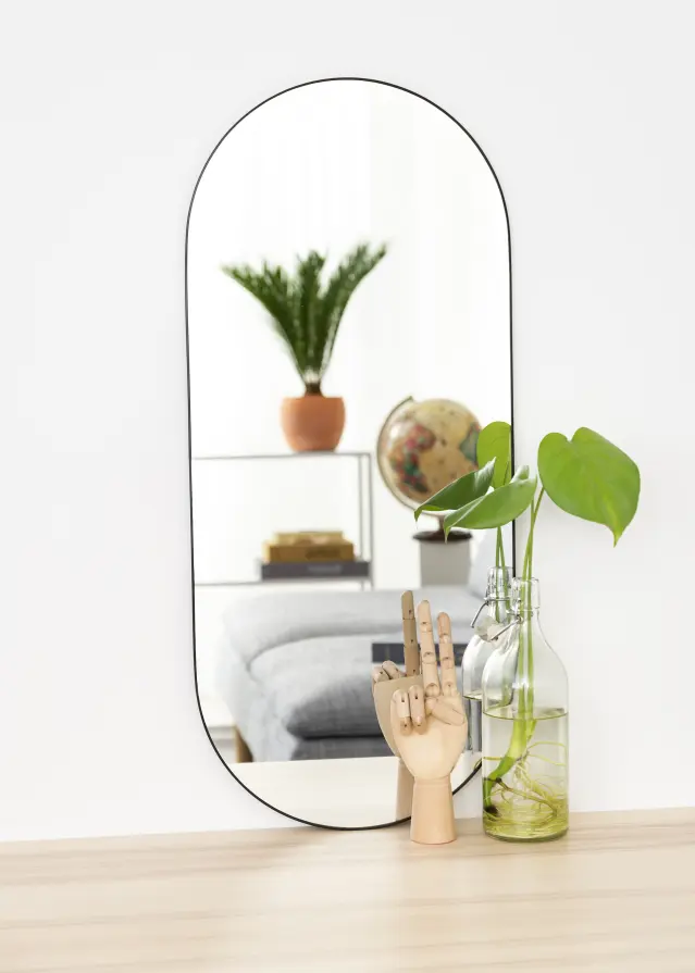 Οβάλ Mirror Jersey- Thin Black 35x80 cm