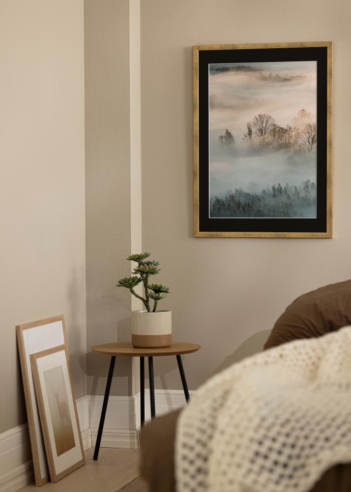 Πλαίσιο Κομψός Χρυσός 30x40 cm - Πασπαρτού Μαύρος 21x29,7 cm (A4)