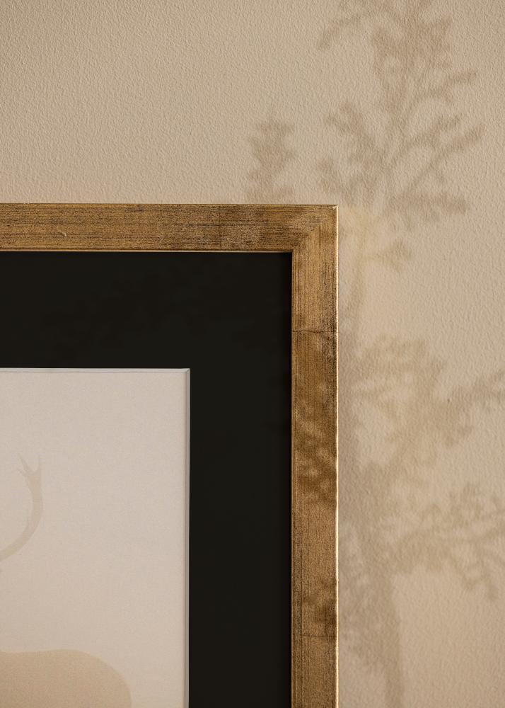 Πλαίσιο Κομψός Χρυσός 30x40 cm - Πασπαρτού Μαύρος 21x29,7 cm (A4)