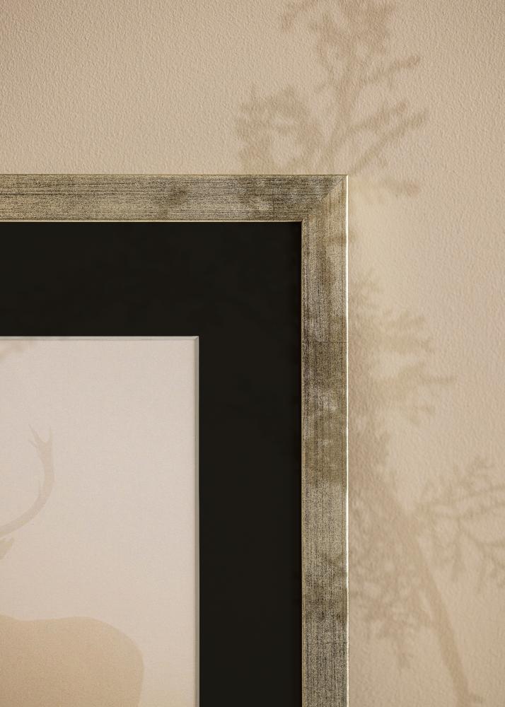 Πλαίσιο Κομψός Ασημί 30x40 cm - Πασπαρτού Μαύρος 21x29,7 cm (A4)