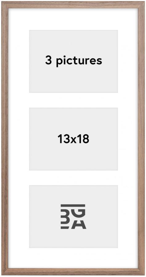 Edsbyn Κορνίζα κολάζ IX Ανοιχτό καρυδιά - 3 Εικόνες (13x18 cm)