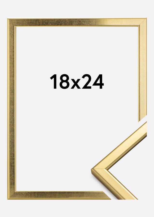 Πλαίσιο Slim Στρωμένος Αντιανακλαστικό γυαλί Χρυσός 18x24 cm
