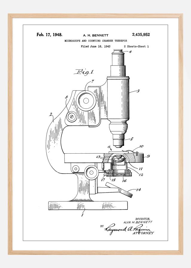 Patent Print - Microscope - White Αφίσα