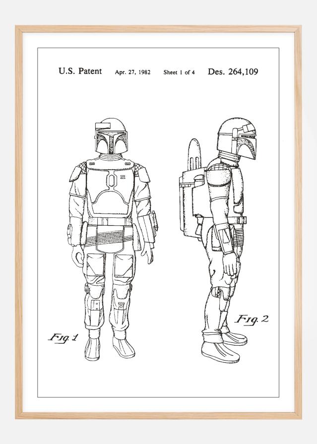 Σχέδιο διπλώματος ευρεσιτεχνίας - Star Wars - Boba Fett - Λευκό Αφίσα