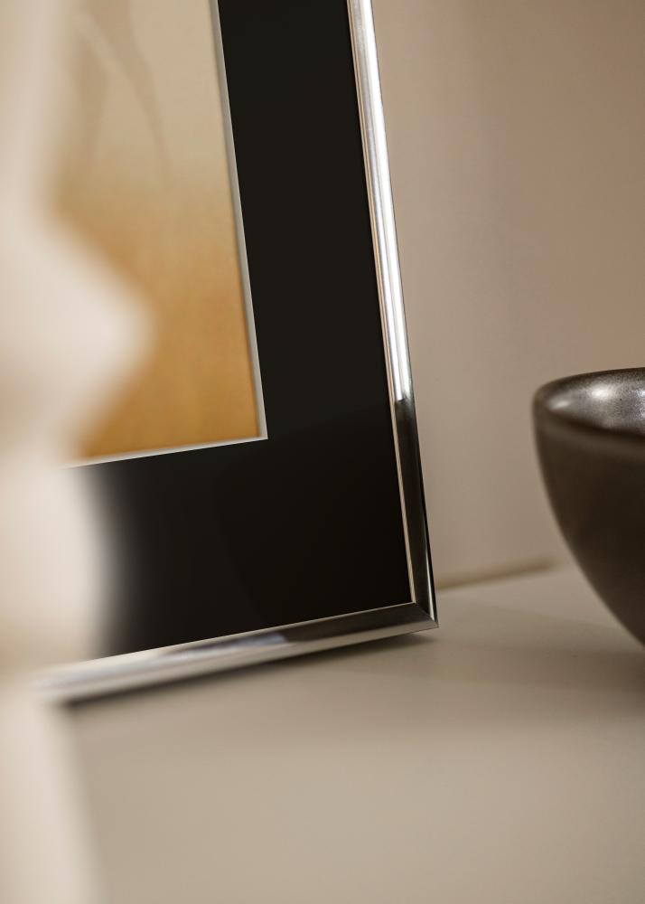 Πλαίσιο Αλουμίνιο Λαμπερό Ασημί 70x100 cm - Πασπαρτού Μαύρος 62x85 cm