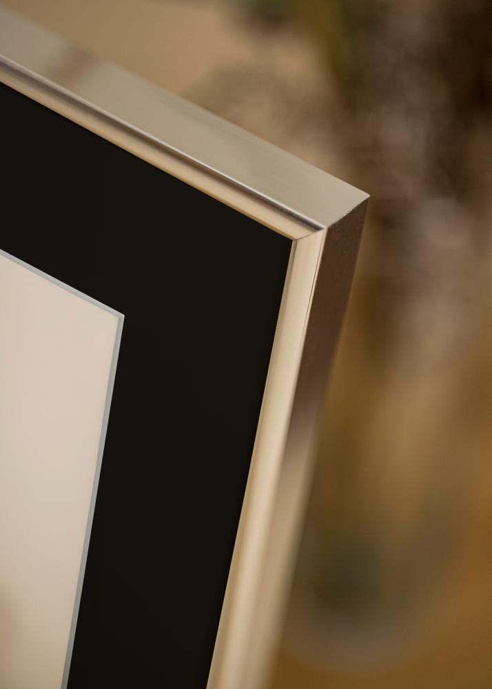 Πλαίσιο Αλουμίνιο Λαμπερό Ασημί 70x100 cm - Πασπαρτού Μαύρος 62x85 cm