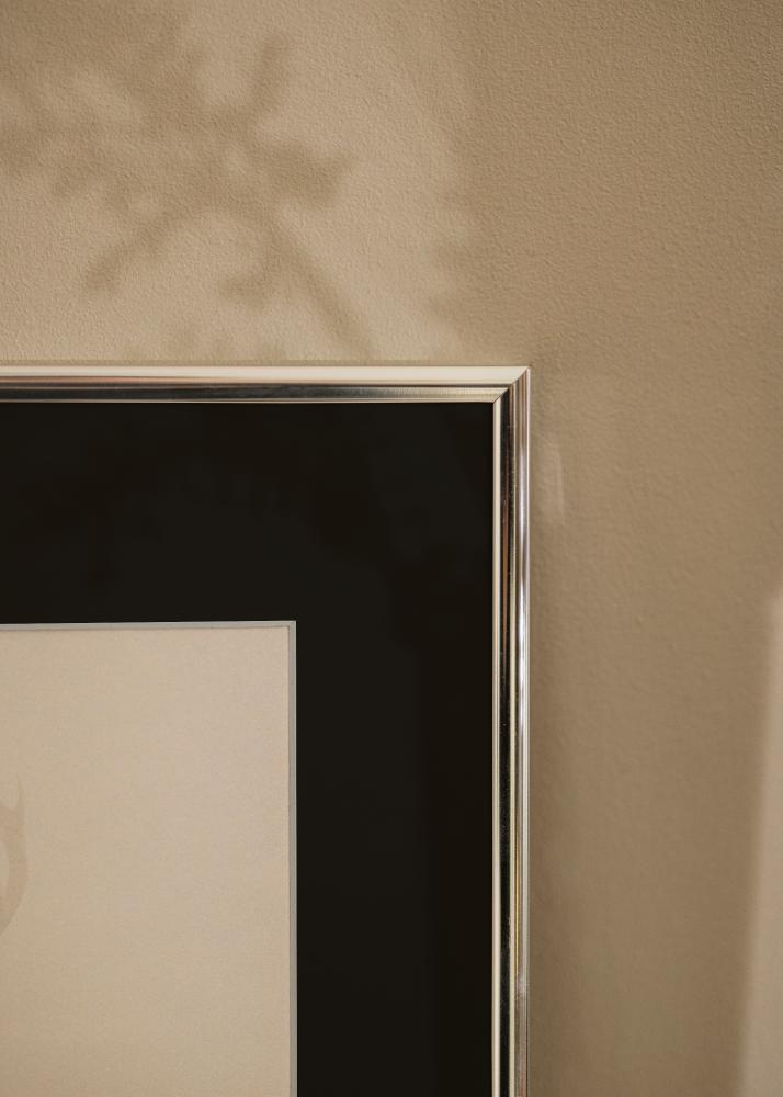 Πλαίσιο Αλουμίνιο Λαμπερό Ασημί 70x100 cm - Πασπαρτού Μαύρος 62x85 cm