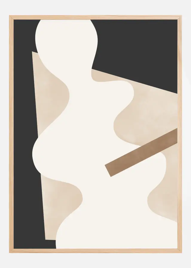 Beige Graphic Curves Art Αφίσα