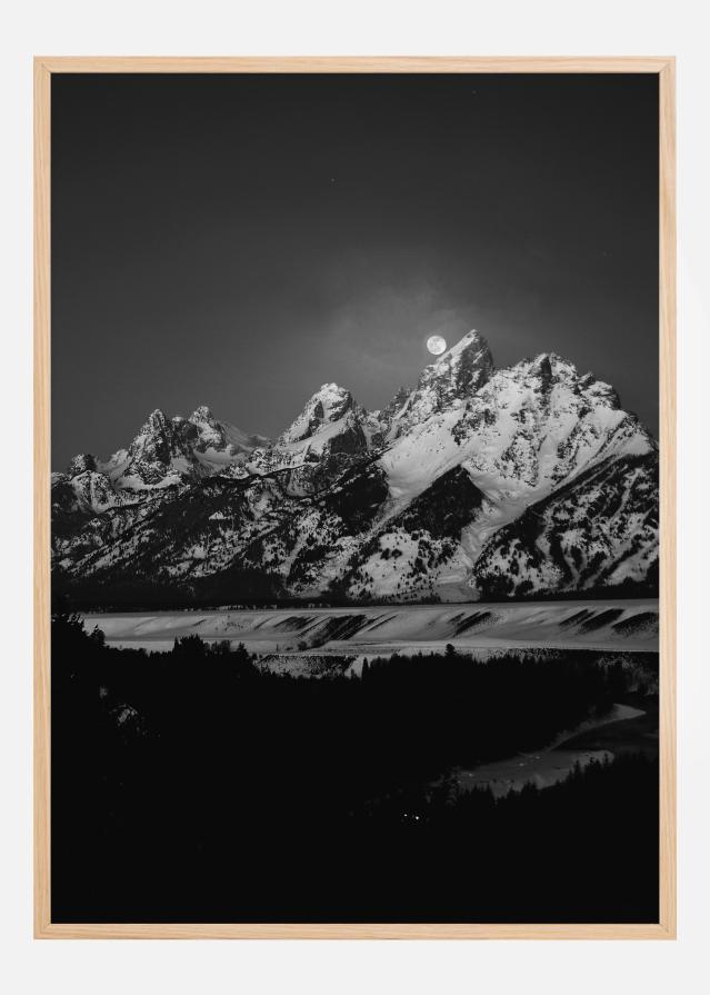 Full Moon Sets in the Teton Mountain Range Αφίσα