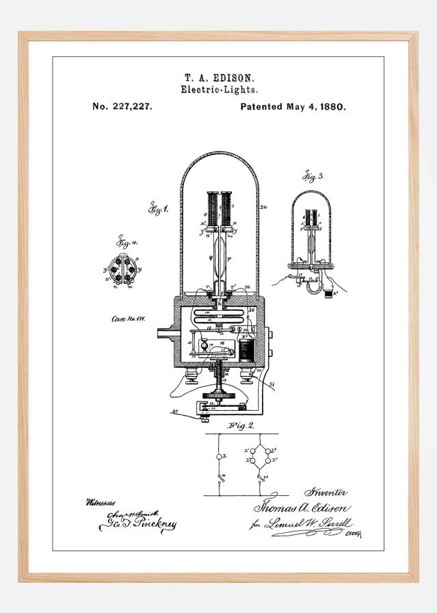 Patent Print - Edison Light - White Αφίσα