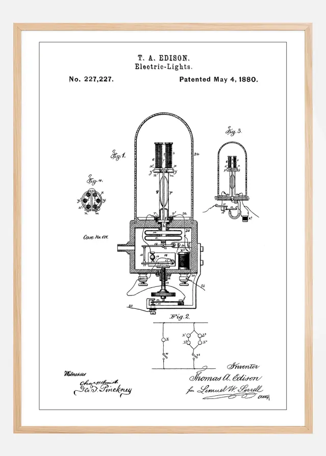 Patent Print - Edison Light - White Αφίσα