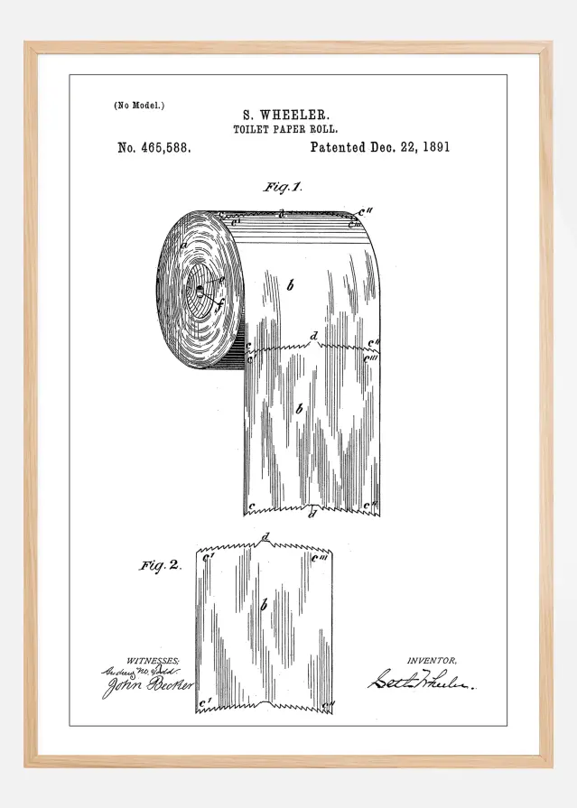 Patent Print - Toilet Paper Roll - White Αφίσα