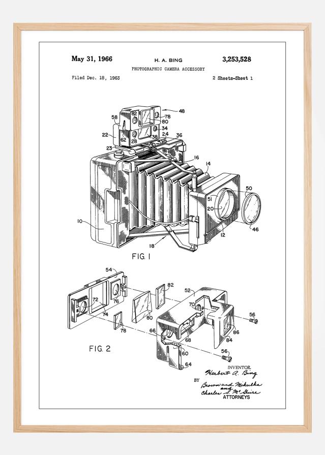 Patent Print - Photographic Camera - White Αφίσα
