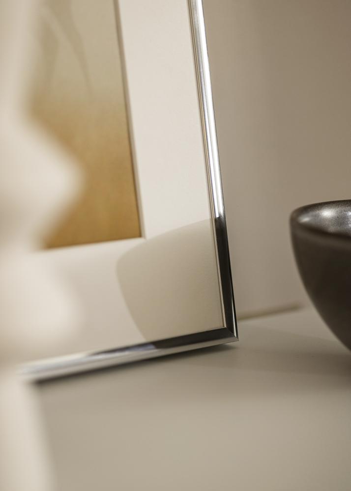 Πλαίσιο Αλουμίνιο Λαμπερό Ασημί 40x50 cm - Πασπαρτού Λευκό 29,7x42 cm (A3)