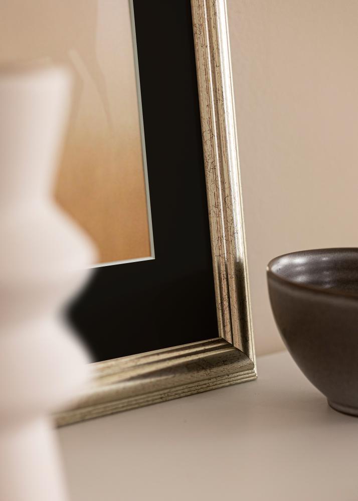 Πλαίσιο Västkusten Ασημί 70x100 cm - Πασπαρτού Μαύρος 62x93 cm