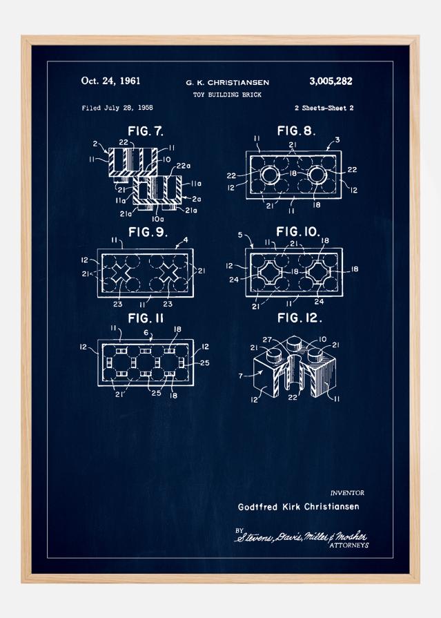 Patent Print - Lego Block II - Blue Αφίσα
