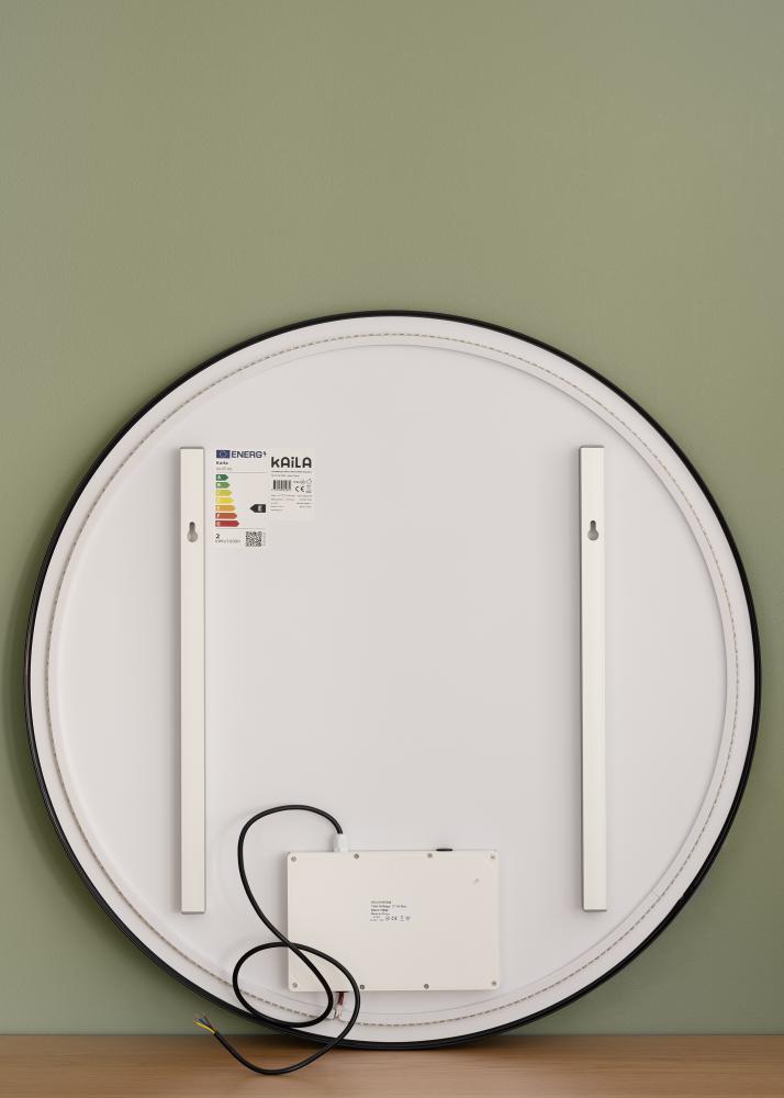 KAILA Καθρέφτης Circle LED Μαύρος 80 cm Ø