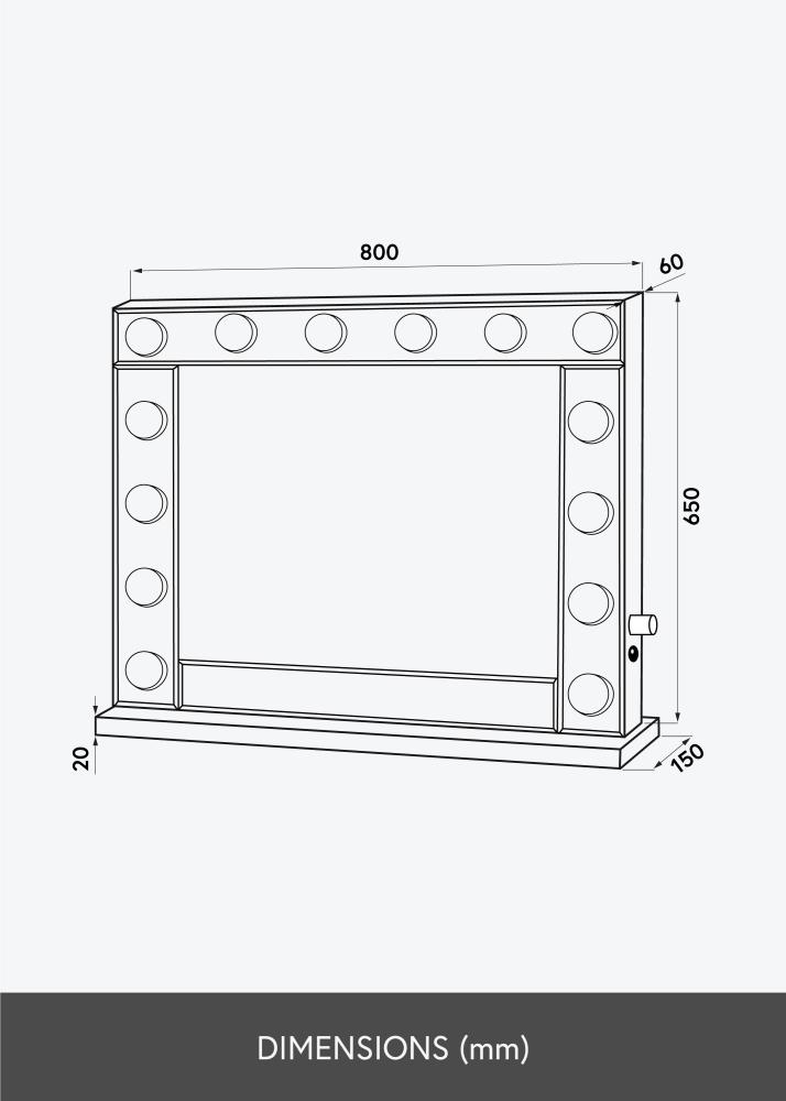 KAILA Καθρέφτης μακιγιάζ Hollywood 14 E27 Ασημί 80x65 cm