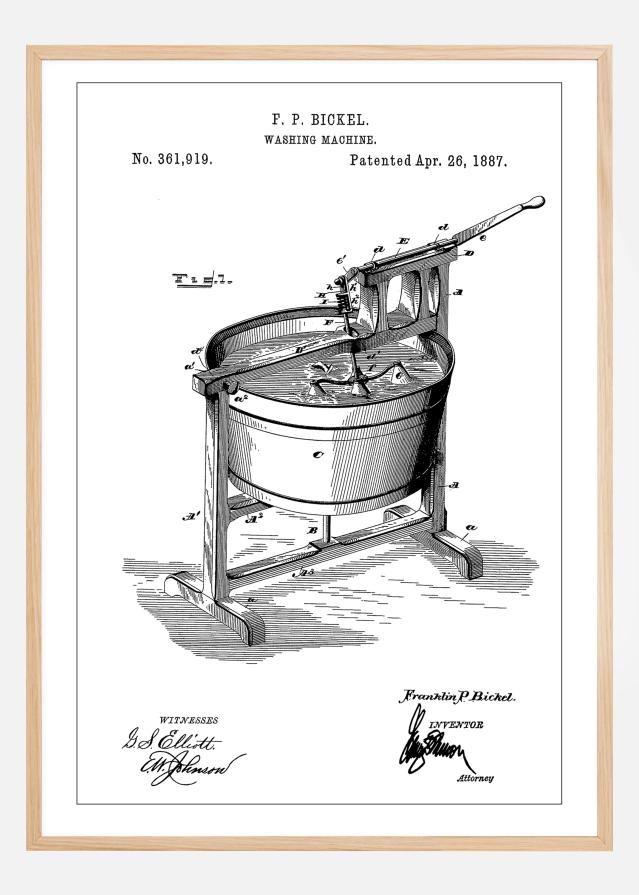 Patent Print - Washing Machine - White Αφίσα