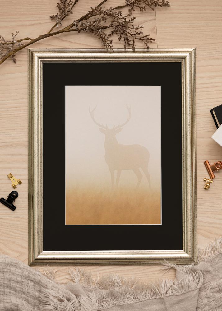 Πλαίσιο Västkusten Ασημί 70x100 cm - Πασπαρτού Μαύρος 62x93 cm