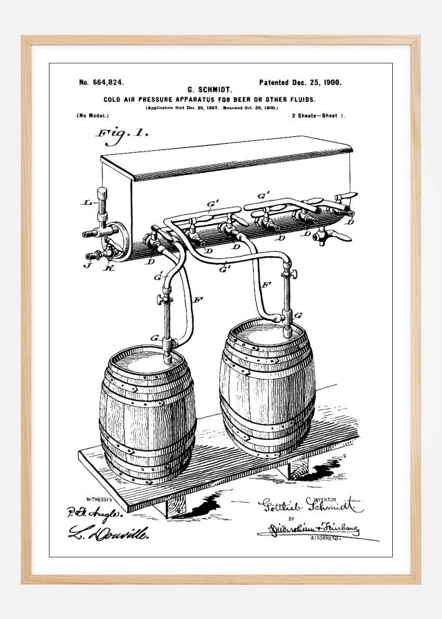 Patent Print - Beer Kegs - White Αφίσα