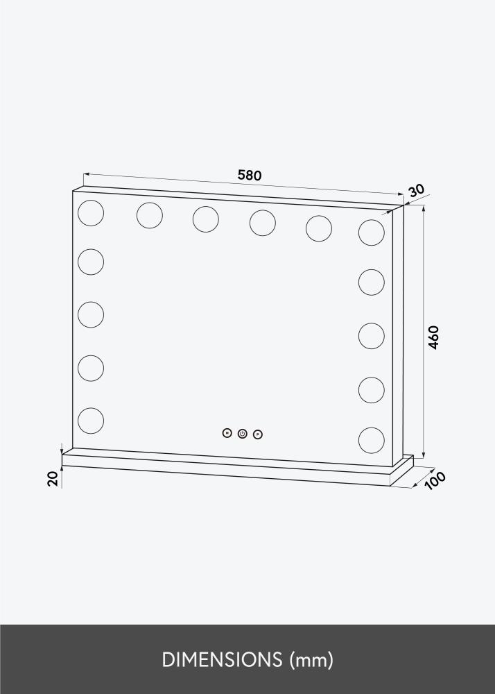 KAILA Καθρέφτης μακιγιάζ Base LED 14 Μαύρος 56x46 cm