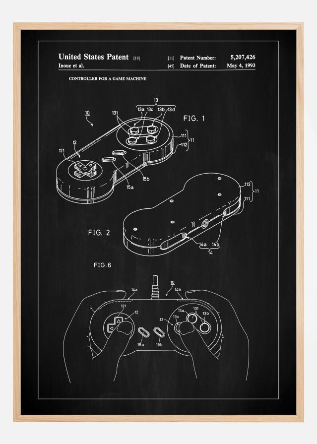 Patent Print - Game Controller I - Black Αφίσα