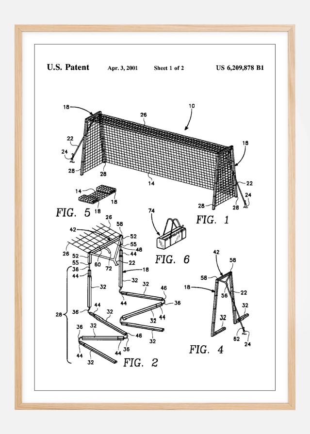 Patent Print - Soccer Goal - White Αφίσα