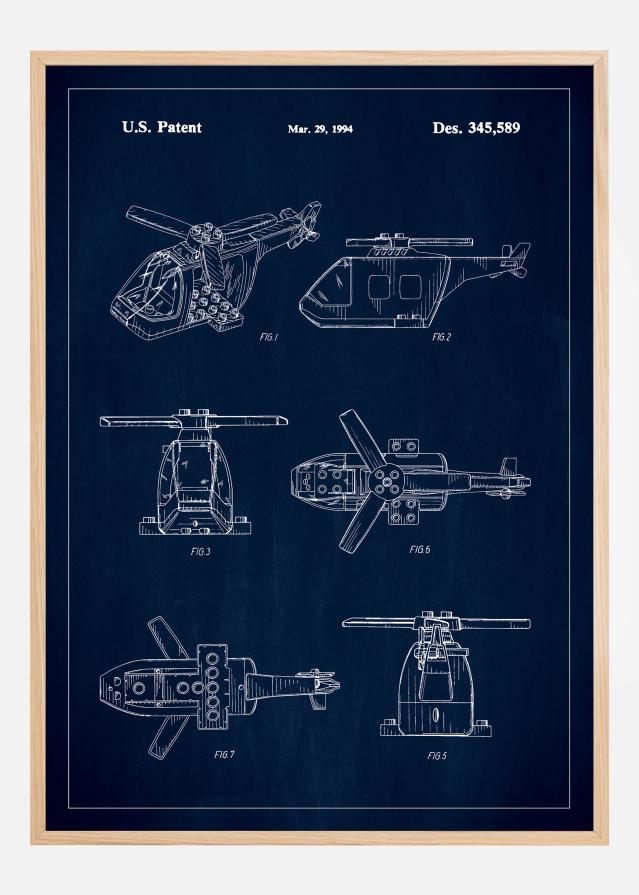 Patent Print - Lego Helicopter - Blue Αφίσα